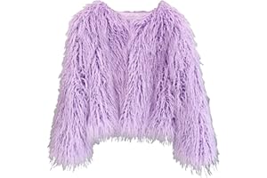 foefaik Winter Fluffy Faux Fur Coat Women's Shaggy Jacket Long Sleeve Outwear