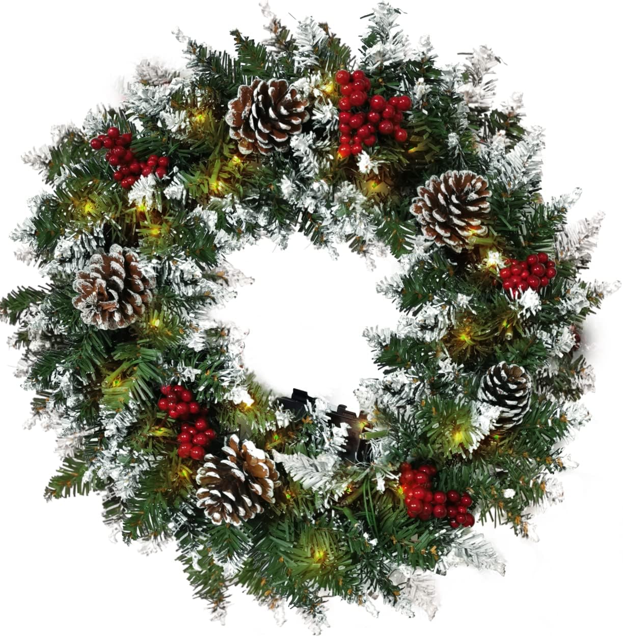 Wreaths, Garlands & Swags - Christmas Wreath for Front Door, Pre-lit Christmas Winter Home Adornment Wreath with 50 Lights and Mixed Decorations for Front Door Indoor Window Wall Décor (18 inch - Battery Not Included)
