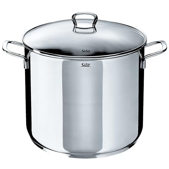 Silit Suppentopf Ø 28 cm ca. 12l Schüttrand Glasdeckel Edelstahl poliert induktionsgeeignet spülmaschinengeeignet