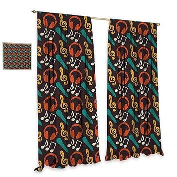 Amazon Com Homefeel Music Window Curtain Fabric Notes And Dj