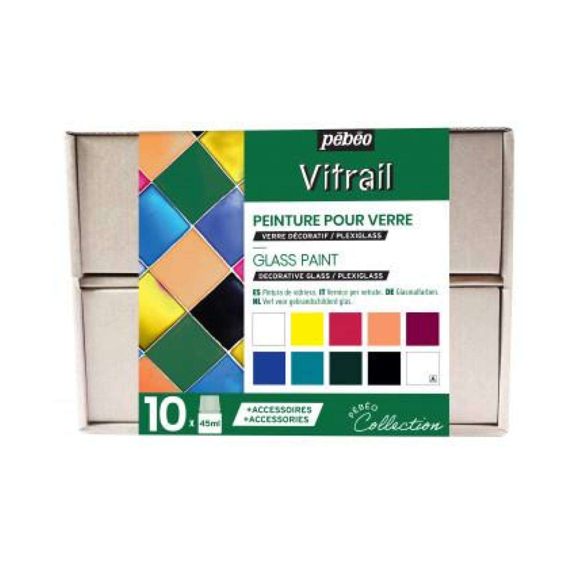 Pebeo VITRAIL Collection Set, Assorted, 10X45ML, 758421