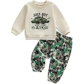 WZTYYDS Toddler Baby Boys Fall Clothes 1T 2T 3T 4T 5T Kids Winter Outfit Letter Tank Pullover Sweatshirt Camouflage Pants Set