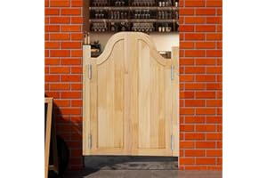 PINELICORN Interior Swinging Doors Wood Cafe Door Saloon Door with Metal Hinges for Bar Porch Stairs Bedroom Entrance Partition (Log Color, 27.55x35.43in)