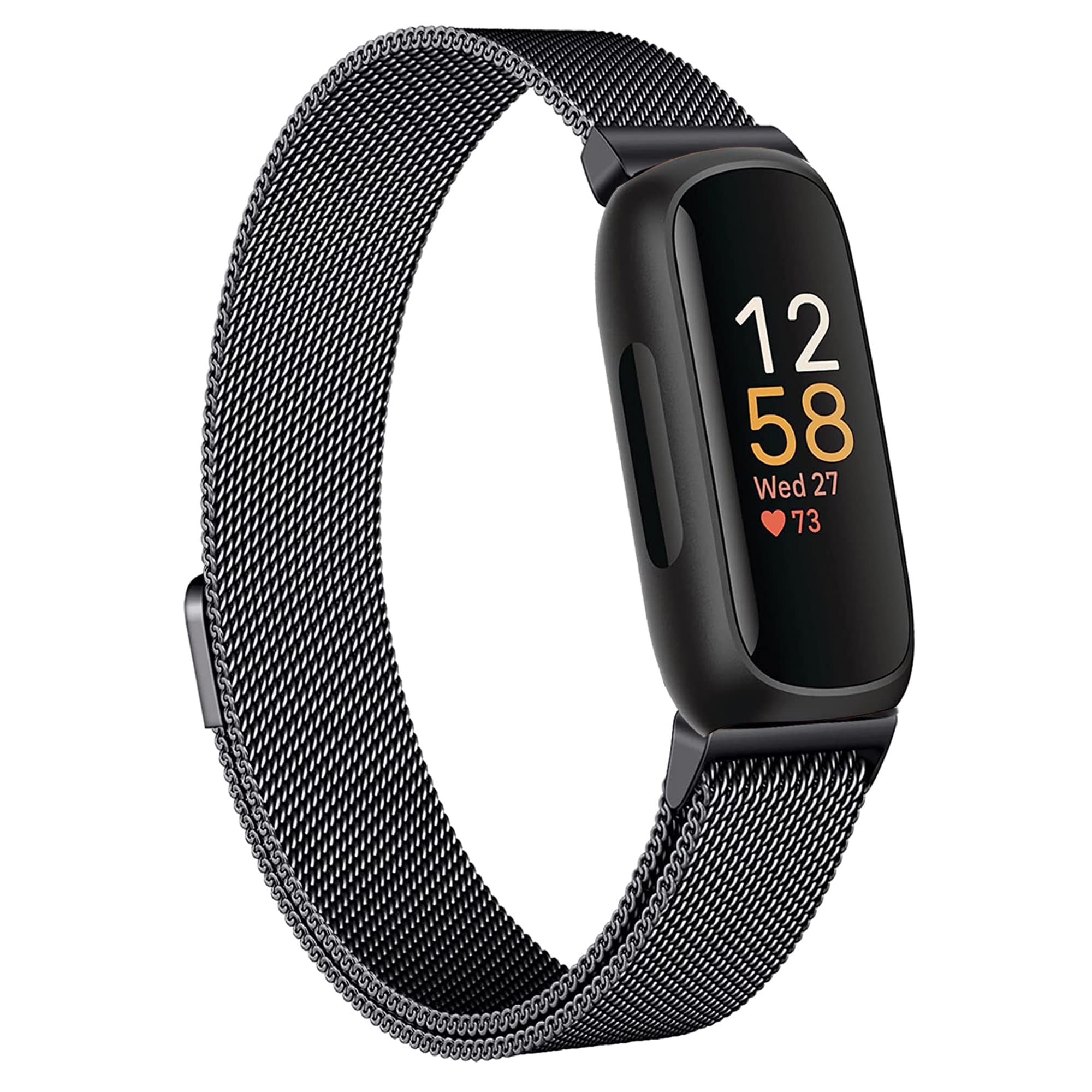 Wongeto Metal Bands for Fitbit Inspire 3 for Women Men, Adjustable Stainless Steel Mesh Loop Bracelet Wristbands for fitbit inspire 3 (Black)