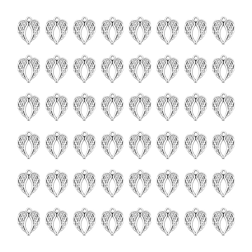 UNICRAFTALE 50pcs Angel Wings Charms Mrtal Wing Pendants Feather Vintage Charms Dangle Pendants for DIY Jewelry Making Necklace Bracelet Earrings Christmas Supplies Craft