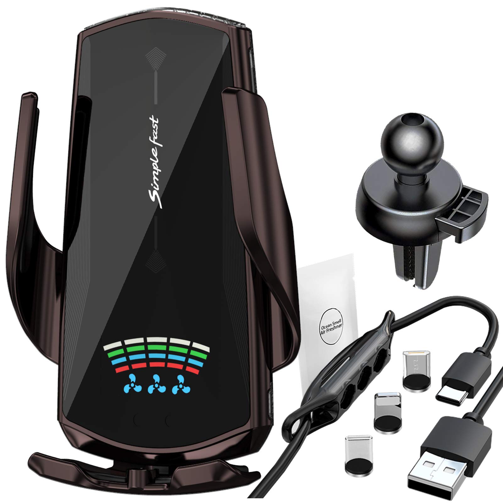 Wireless Car Charger Mount 2 in 1 Cell Phone Automobile Cradles 10W Fast Charging Air Vent Smart Sensor Touch Vehicle Wireless Charging Phone Holder for iPhone Samsung Android (Gray)