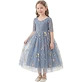 LalaMira Flower Girl Dress Floral Embroidered Tulle/Lace Dresses for Wedding Garden Party Girl's Fairy Dresses