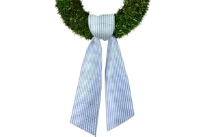 CHMACURA Wreath Sash for Front Door, Blue White Seersucker Sash Blue Buffalo Plaid Wreath Accessories for Home Wedding Birthday Decorations