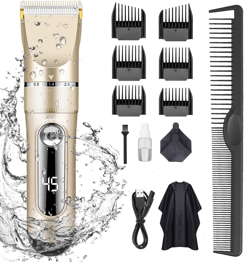 KERUITA Hair Clippers, Quiet LED Display Cordless Rechargeable Hair