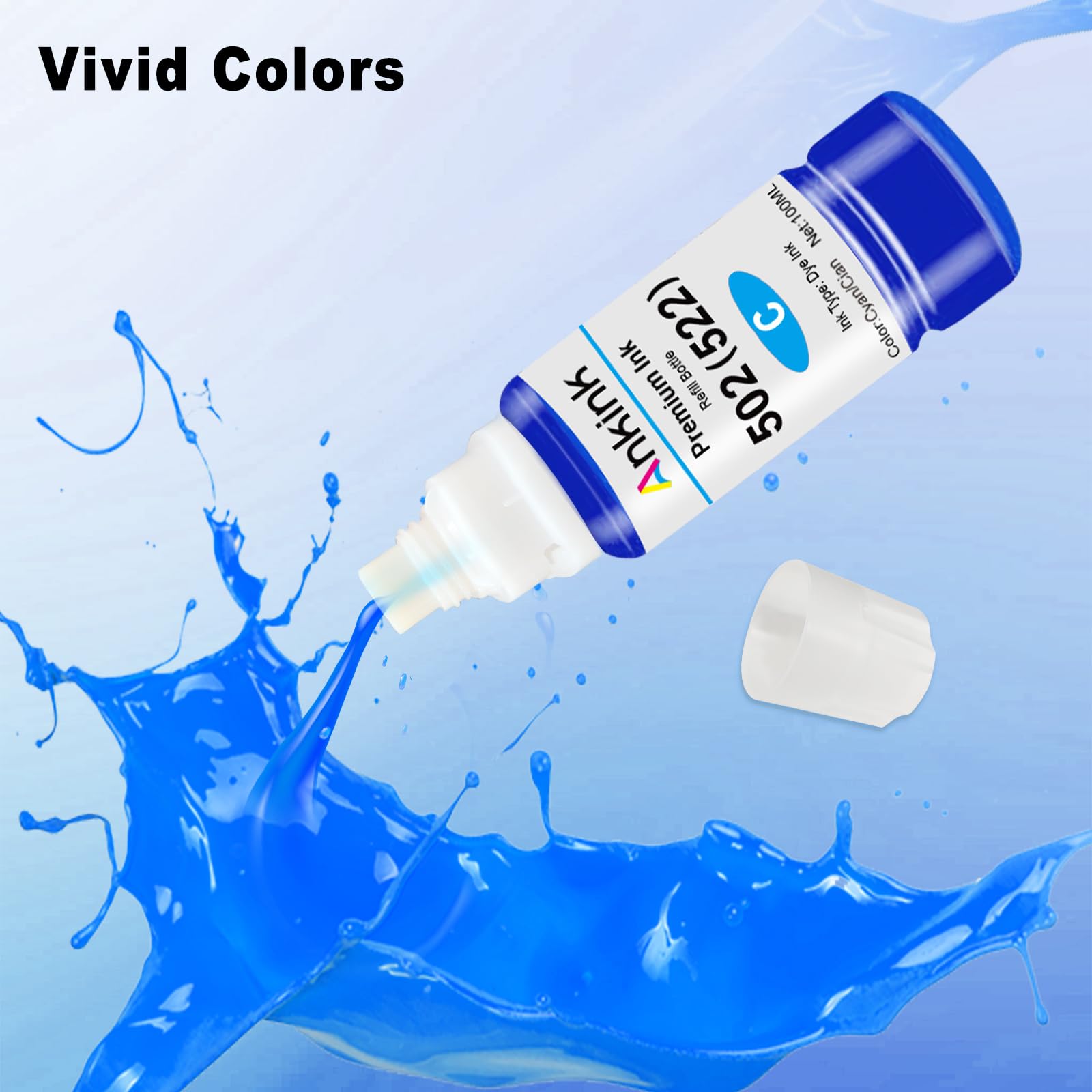 502 Ink Refill Bottles (3BK C/M/Y) for Ecotank ET-2760, ET-3760, ET-4760, ET-2800, ET-2850, ET-2750, ET-15000, ET-4850, ET4750, ET-3710, ET-3850, ET-3750, ET-3830, ST4000, ST2000, ST3000 ET3700 ET2700