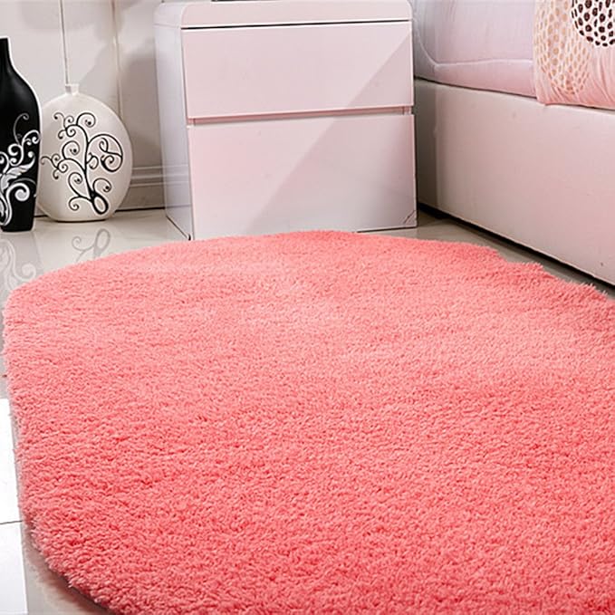 Ukeler Salmon Pink Fuzzy Floor Runner Rugs AntiSlip Floor