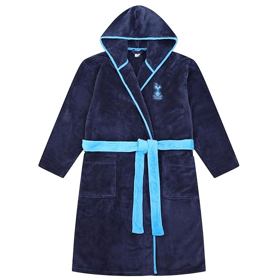 Tottenham Hotspur FC Official Gift Mens Hooded Fleece Dressing Gown Robe Medium Blue Amazon.co