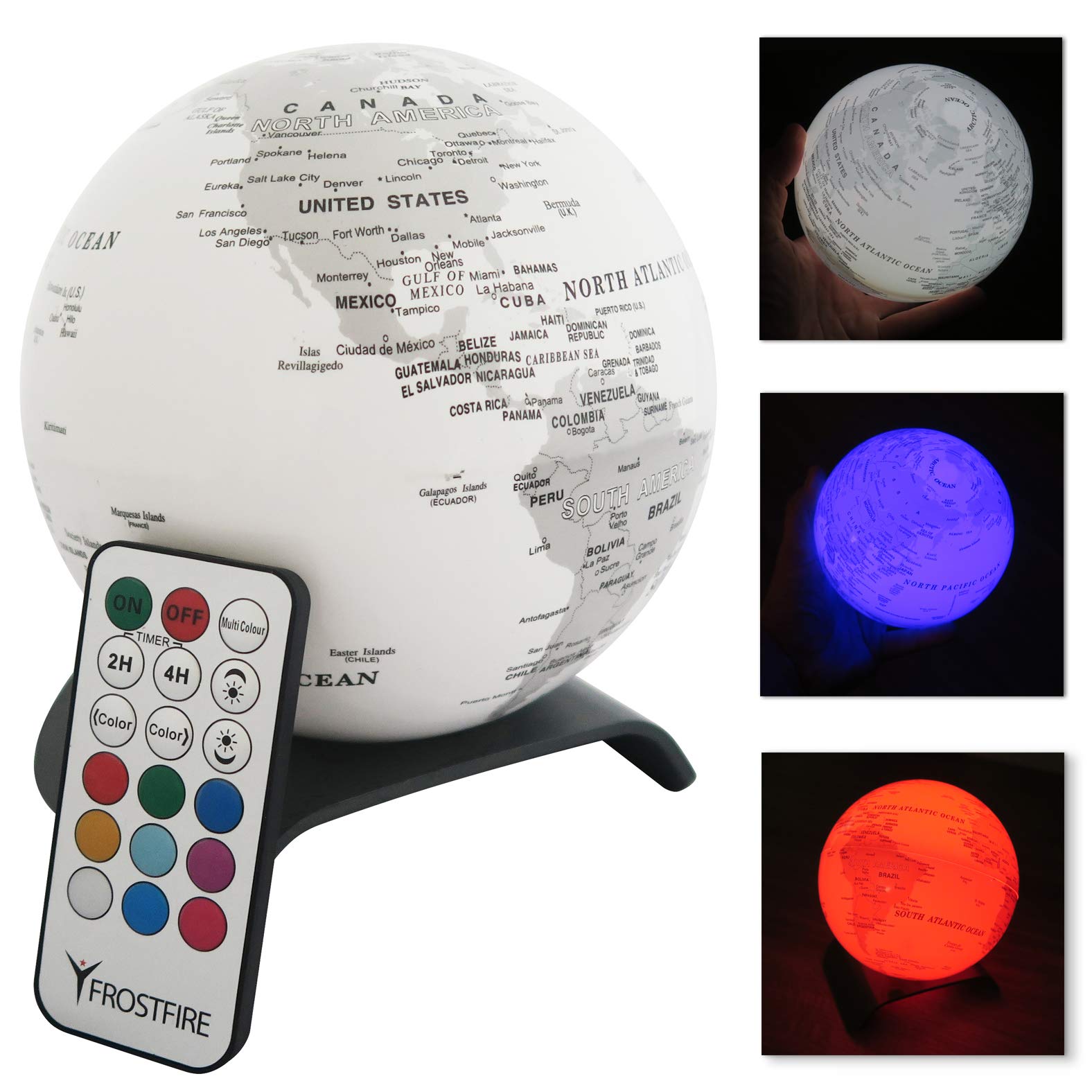 Moonori Globezest - World Globe Light Lamp Educational Light for Kids, Desk World Globe Light for Home Decoration and Gifts for Lover,Parents,Friends, 16 Colour Changing Remote Control