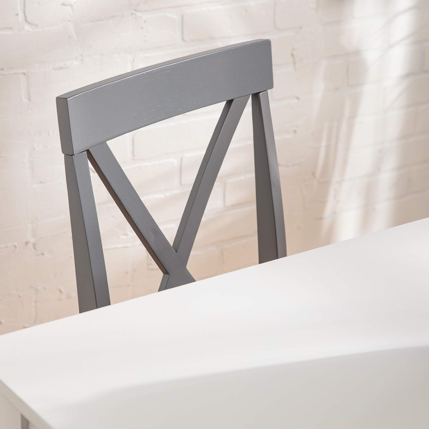 Walker Edison 4 Person Modern Farmhouse Wood Small Dining TableDining Room Kitchen Table Set Dining 4 Chairs Set White/Grey48 Inch: Furniture & Decor