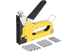 HAUTMEC 3-in-1 Heavy Duty Staple Gun Kit – Chromed Steel Upholstery Stapler with 600 Staples, Quick-Jam Clear, Adjustable Driving Force & Rapid Loading – HT0430