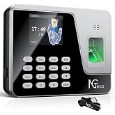 NGTeco Standalone Time Clock, Biometric Punch Machine for Small Business | Employee Time Clock with Fingerprint &amp; PIN Check-in, USB Data Export, No WiFi or Software Required, No Monthly Fees
