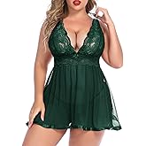 Avidlove Women Plus Size Babydoll Lingerie Lace Chemise Mesh Sleepwear
