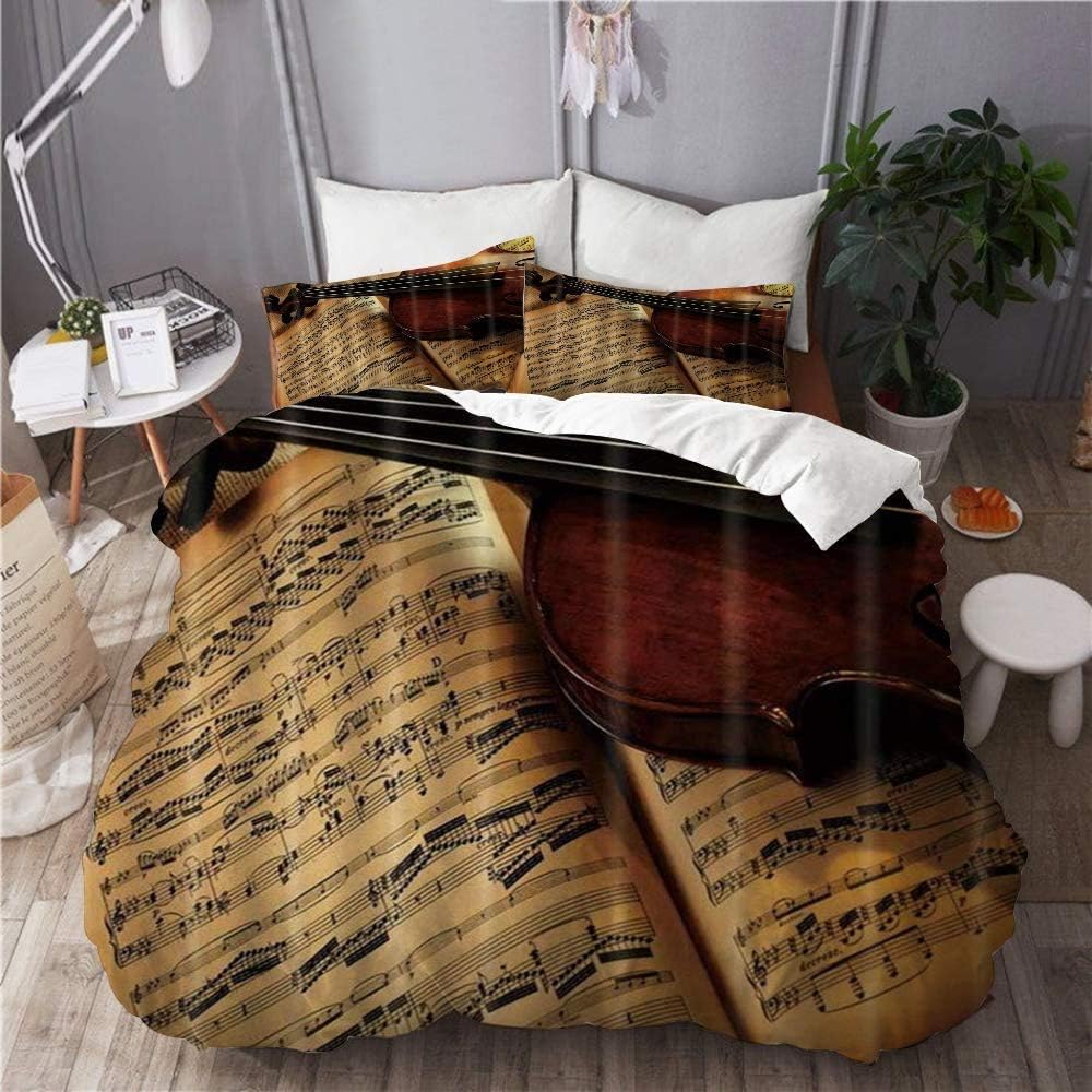 1203 Bedding Set Music Violin and Sheet Music，Fashion polyester 3 piece