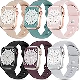 6 Pack Silicone Sport Bands Compatible with Apple Watch Band 38mm 40mm 41mm 42mm 44mm 45mm 46mm 49mm Women Men, Soft Strap Waterproof Wristband for iWatch Series 10 9 8 7 6 5 4 3 2 1 Ultra SE