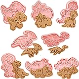 Crethinkaty Dinosaur Cookie Cutter Set, 8pcs 3D Pressable Dinosaur Biscuit Cutters Set,for Kitchen Baking