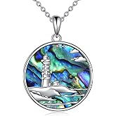 AXOMY Butterfly/Lighthouse/Lotus/Triple Moon Goddess/Mushroom Necklace S925 Sterling Silver Abalone Shell Jewely Birthday Gifts for Women