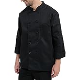 KITCHIEF Chef Jacket Black Chef Coat Long Sleeve Chef Clothes Men,Chef Uniform for Kitchen,Restaurant,Hotel Uniform