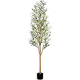 Sunnyglade 6FT Tall Artificial Olive Tree Faux Silk Potted Plants for Home Living Room Office Decor Indoor Fake Olive Tree with Natural Wood Trunk and Realistic Leaves Branches and Fruits