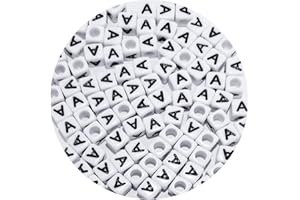 ACOFECT Square Letter Beads 6x6mm Acrylic Alphabet Beads A for Bracelets Jewelry Making Keychain DIY - 100pcs