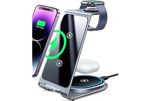 Wireless Charger, 3 in 1 Charging Station for Multiple Devices Apple, [Metal] 15W Fast iPhone Charging Station for iPhone 15/