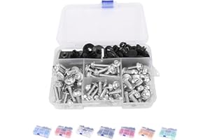 BAIONE Universal Fairing Bolt Kit 195 PCS M5 M6 Motorcycle Windscreen Screws Fasteners Accessories Replacement for Yamaha Honda Kawasaki Suzuki BMW Sportbike Mounting Kits Washers Nuts Screws Clips