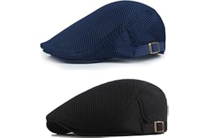 GLONCHX 2PCS Men's Breathable Summer Newsboy Cap Gatsby Flat Cap Lvy Irish Hats Driving Cabbie Hunting Cap