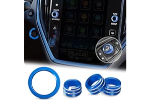 MOCHENT 4Pcs Knob Cover for Subaru Crosstrek Impreza 2024 2025 Accessories, 2025-2026 Forester, 20-25 Legacy Outback, 22-25 WRX 23-25 Ascent, Volume Tune Start Stop Button Ring Rear Mirror Knob Cover (Blue)