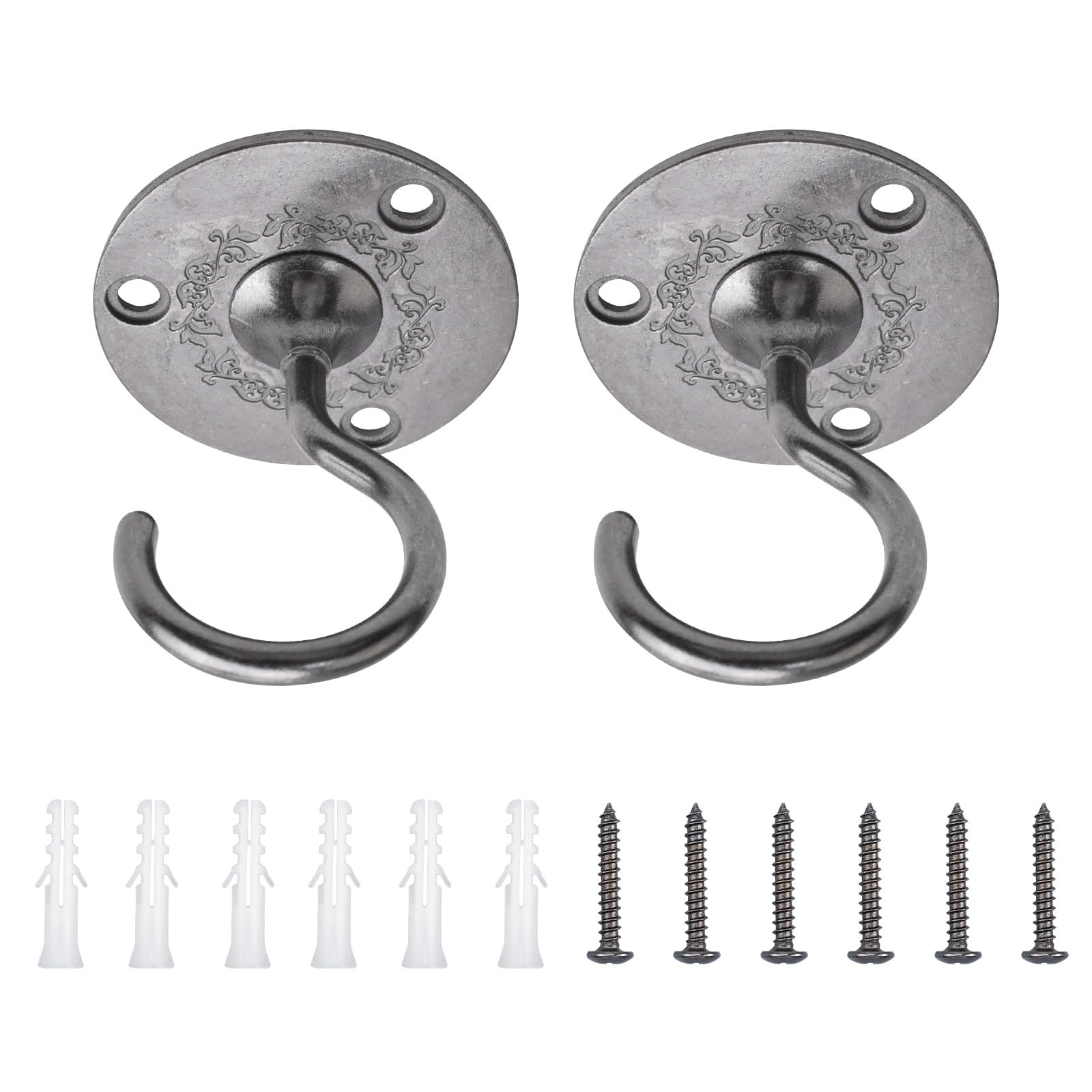 INCREWAY Wall Mount Ceiling Hooks, 2PCS Sturdy Hanging Chandelier Plate Hook Antique Screw in Ceiling Hook Ceiling Hooks for Hanging Plants(Grey) — image 1