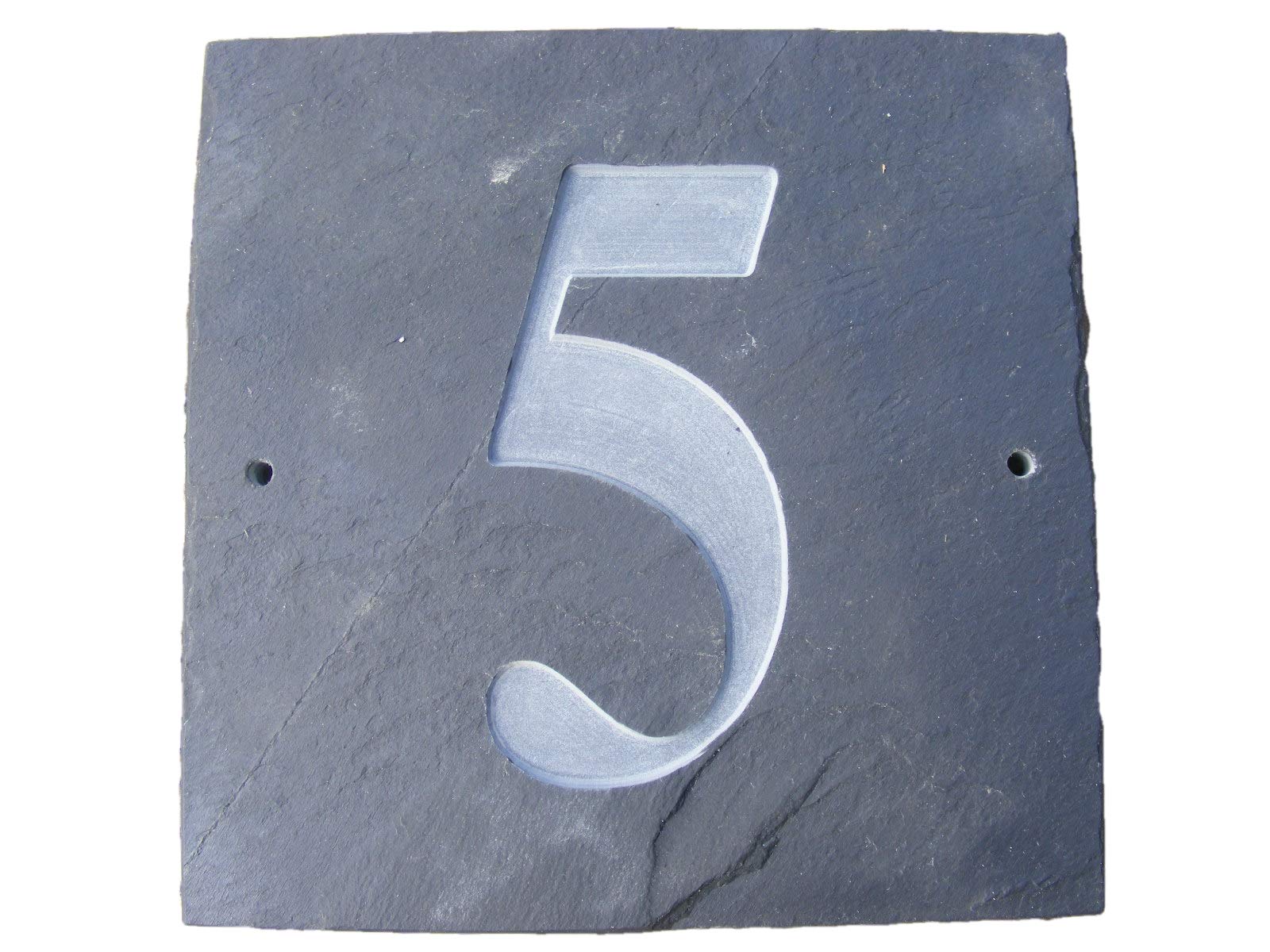NUMBER 5 NATURAL GREY SLATE HOUSE DOOR NUMBER 6" x 6" DEEPLY ENGRAVED NATURAL SURFACE SIGN PLAQUE HOUSE WARMING GIFT (150 x 150mm) No. 5