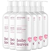 ATTITUDE Baby Lotion, EWG Verified Moisturizer, Dermatologically Tested Moisturizing Cream, Vegan and Cruelty-Free, Unscented, 16 Fl Oz (Pack of 6)