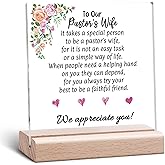 Pastor's Wife Appreciation Gifts Clear Desk Decorative Sign Christian Religious Gift for Women Pastor's Wife Thank You Acrylic Plaque Mother's Day Birthday Present Acrylic Sign With Wooden Stand