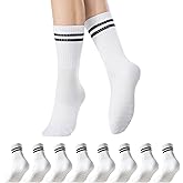CoolMate Pilates Socks with Grips for Women, Yoga Socks, Crew Non Slip Women for Barre, Valentines Day Gifts for Her