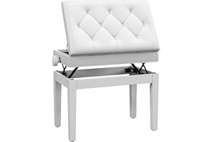 HOMCOM Adjustable Height Piano Bench with Thick and Soft PU Leather Padded, Keyboard Bench with Enough Music Storage Design, 
