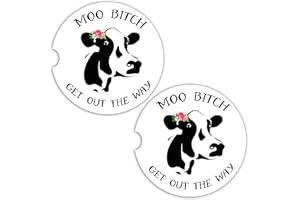 UPNOWPRO Cow Car Coasters for Cup Holders - 2 Pack Cute Cow Print Car Accessories for Women, Funny Highland Cows Stuff Decor, Absorbent Ceramic Cup Holder Coaster for Car to Keep Clean, Country Western Gift