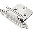 Vallecloud 10 Pack (5 Pair) Brushed Satin Nickel Self Closing Cabinet Hinges for Flush Mount Kitchen Cabinet Door, 1/2" Overlay (Variable) Face Frame Semi Concealed Kitchen Cabinet Hinges
