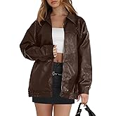 WIHOLL Womens Leather Jackets Faux Suede Oversized Fall Motorcycle Coats Fashion Winter Outfits Clothes Y2k Tops