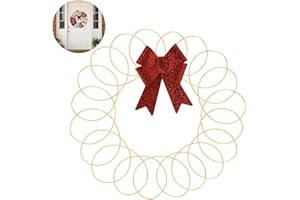 Envanptaz Metal Christmas Card Holder, 13 Inch Xmas Spiral Metal Wreath with Red Bow for Door & Wall Display, Wall Mount Wire Loop Hanger Photo Greeting Card for Table, Home, DIY Craft