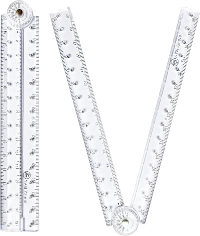 Guagua 2Pack Folding Transparent Ruler 30 cm 300 mm Clear Protractor