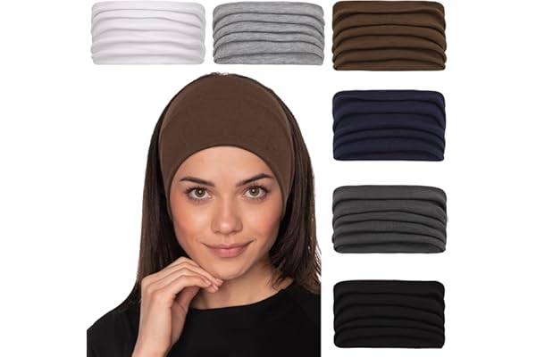 Cobahom 6 Pack Wide Headbands for Women Non Slip Soft Fabric Hair Wrap Boho Head Bands Elastic Sport Hair Bands for Workout Y