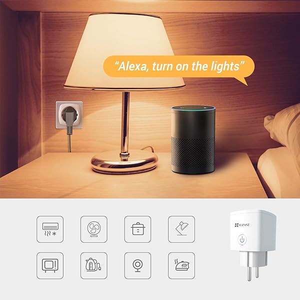 EZVIZ T30 Enchufe Inteligente WiFi con Control Remoto Smart Plug Mini Tamao sin Necesidad de Concentrador Funciona con Mvil Compatible con Alexa Amazon Echo Google Home Blanco