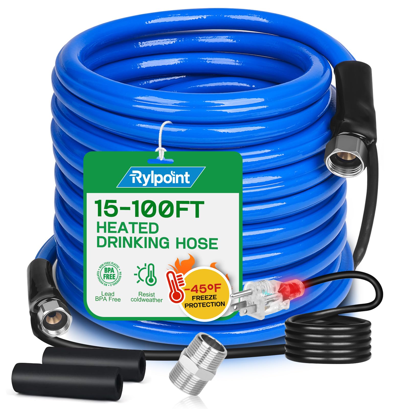 Photo 1 of 100FT Heated Water Hose for RV,Heated Drinking Water Hose,Lead and BPA Free,1/2"Inner Diameter,Temperatures Down to -47°F,Rv Accessories for Campers, Livestock, Agriculture