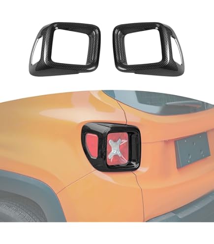RT-TCZ Carbon Fiber Fog Light Cover Trim Ring For Jeep Renegade 2019+ - 2 Pieces, Easy Stick-On