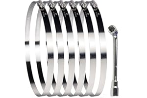 SMLCON 6 Pack Stainless Steel Hose Clamps - Adjustable 7.5"-8.5" (194-216mm) Worm Gear Hose Clamps with A Socket Wrench for Plumbing,Automotive And Mechanical Application