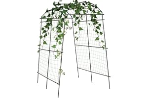 FOLLOOK Garden Arch Trellis for Climbing Plants Outdoor, 7.8 ft Tall PE-Coated Steel Walkway Trellis, Arched Arbors Tunnel Trellis for Vegetables, Cucumber Trellis for Garden Raised Bed with Netting