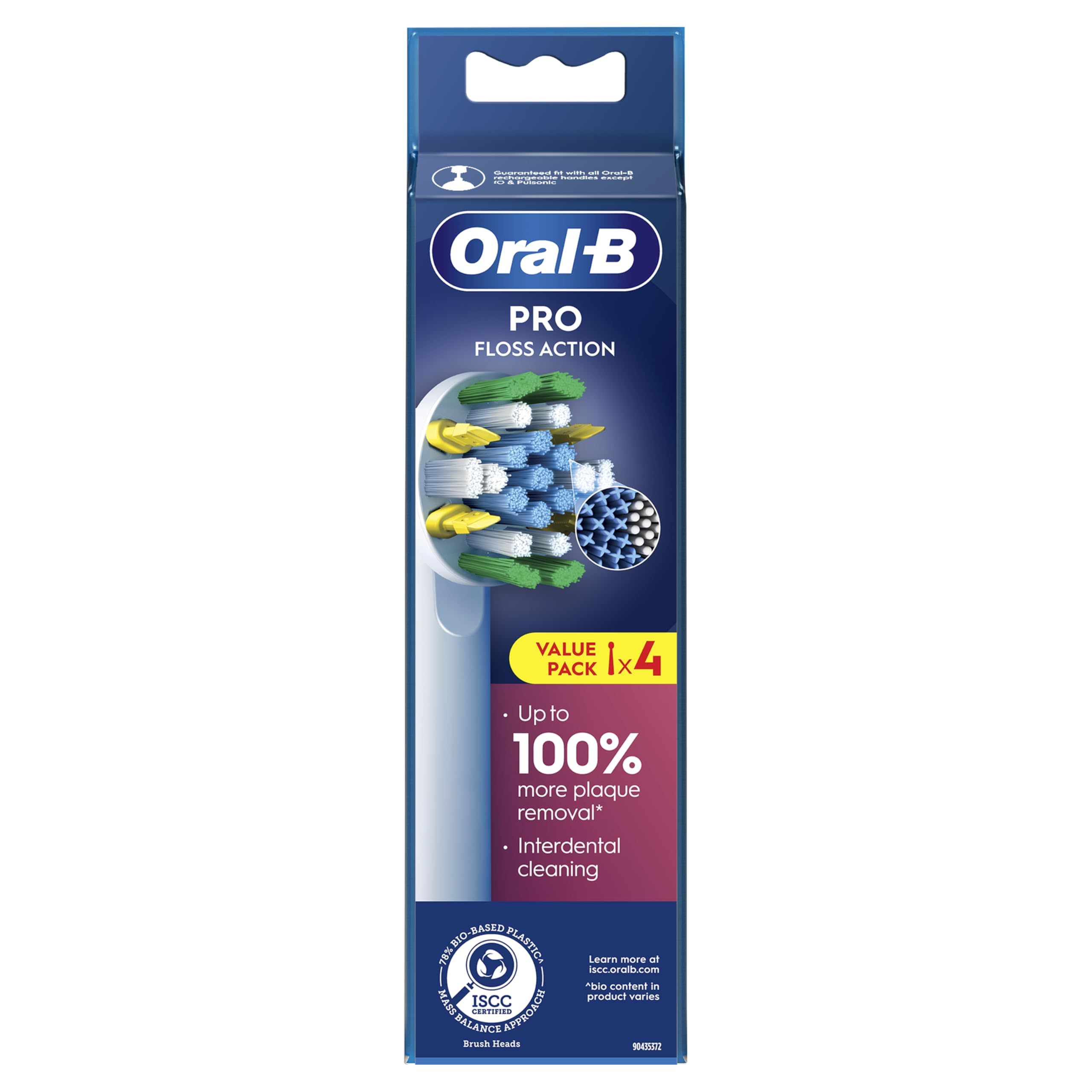 Oral B Floss Action Replacement Electric Toothbrush Head, Pack of 4